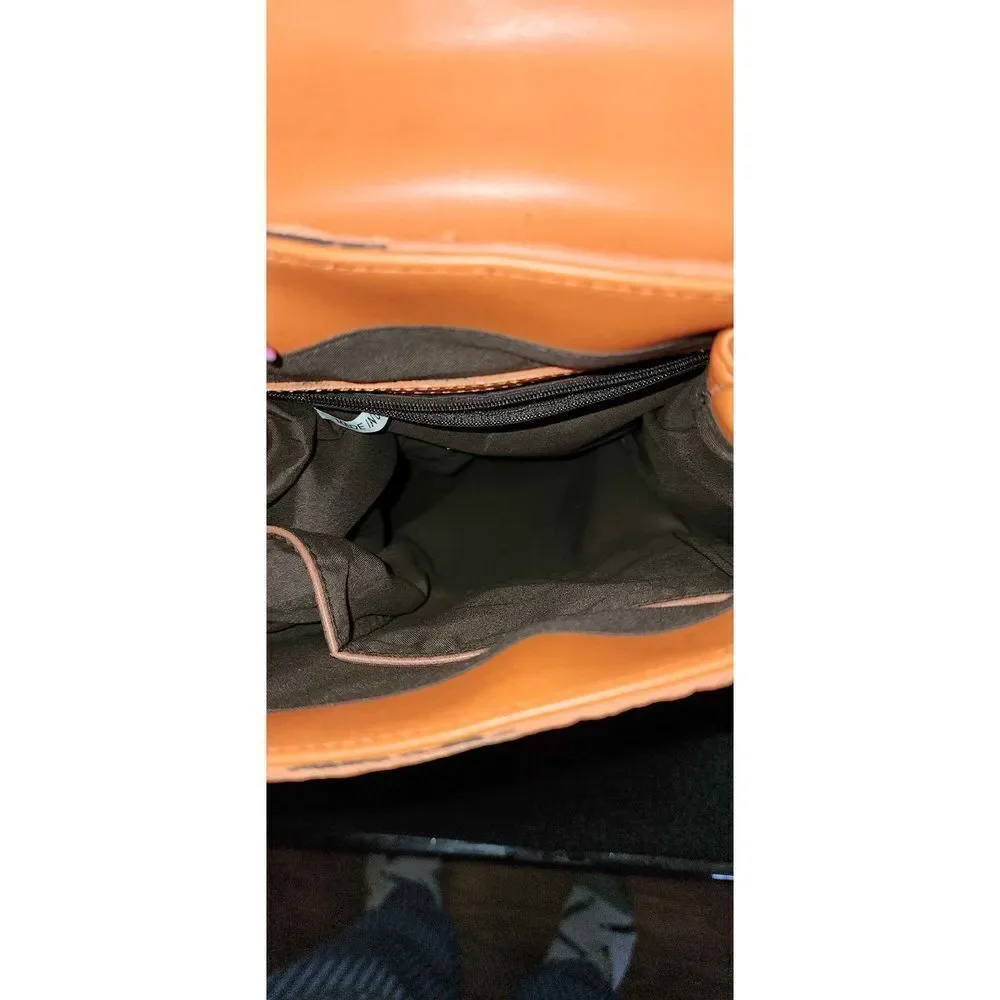 Orange Mock Croc Backpack